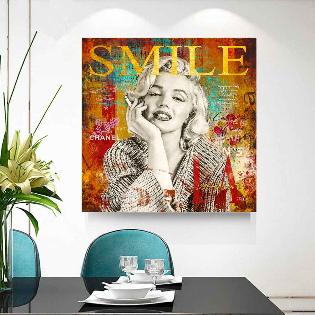 Smoky Smile: Marilyn Poster - Mesmerizing Iconic Art-ChandeliersDecor