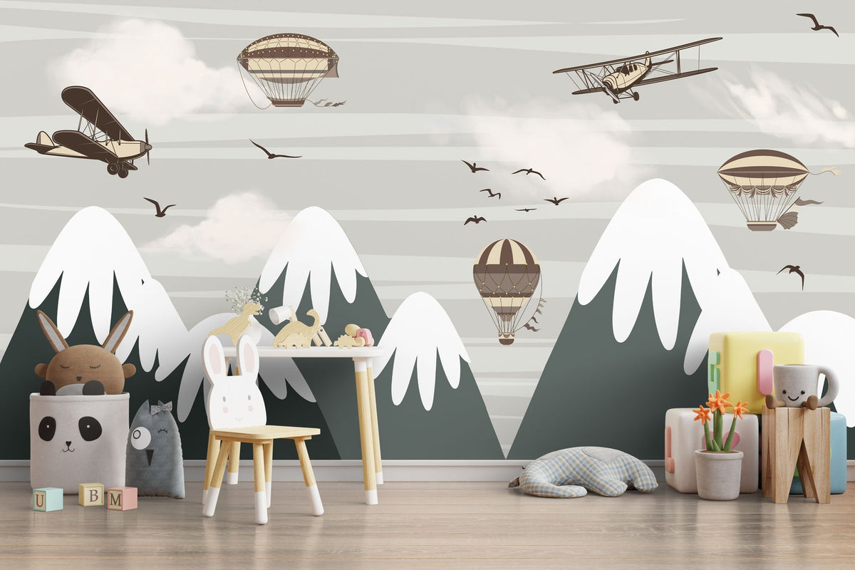 Snow Peaks Kids Room Wallpaper Mural - Transform Your Space-ChandeliersDecor