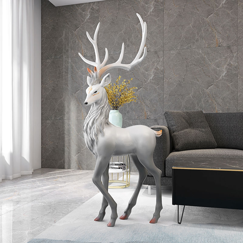 Snow Reindeer Statue for Home Decor-ChandeliersDecor