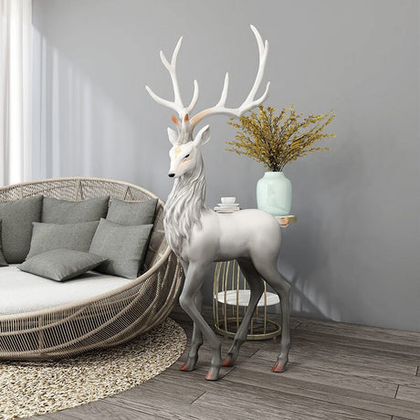 Snow Reindeer Statue for Home Decor-ChandeliersDecor