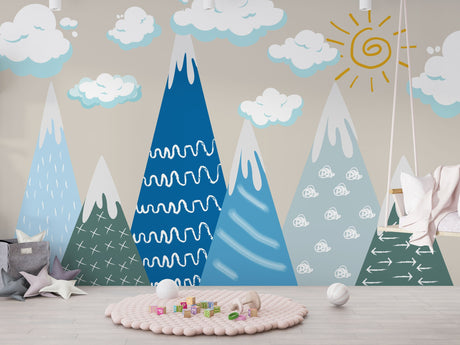 Snow Top Alps - Kids Room Wallpaper Mural-ChandeliersDecor