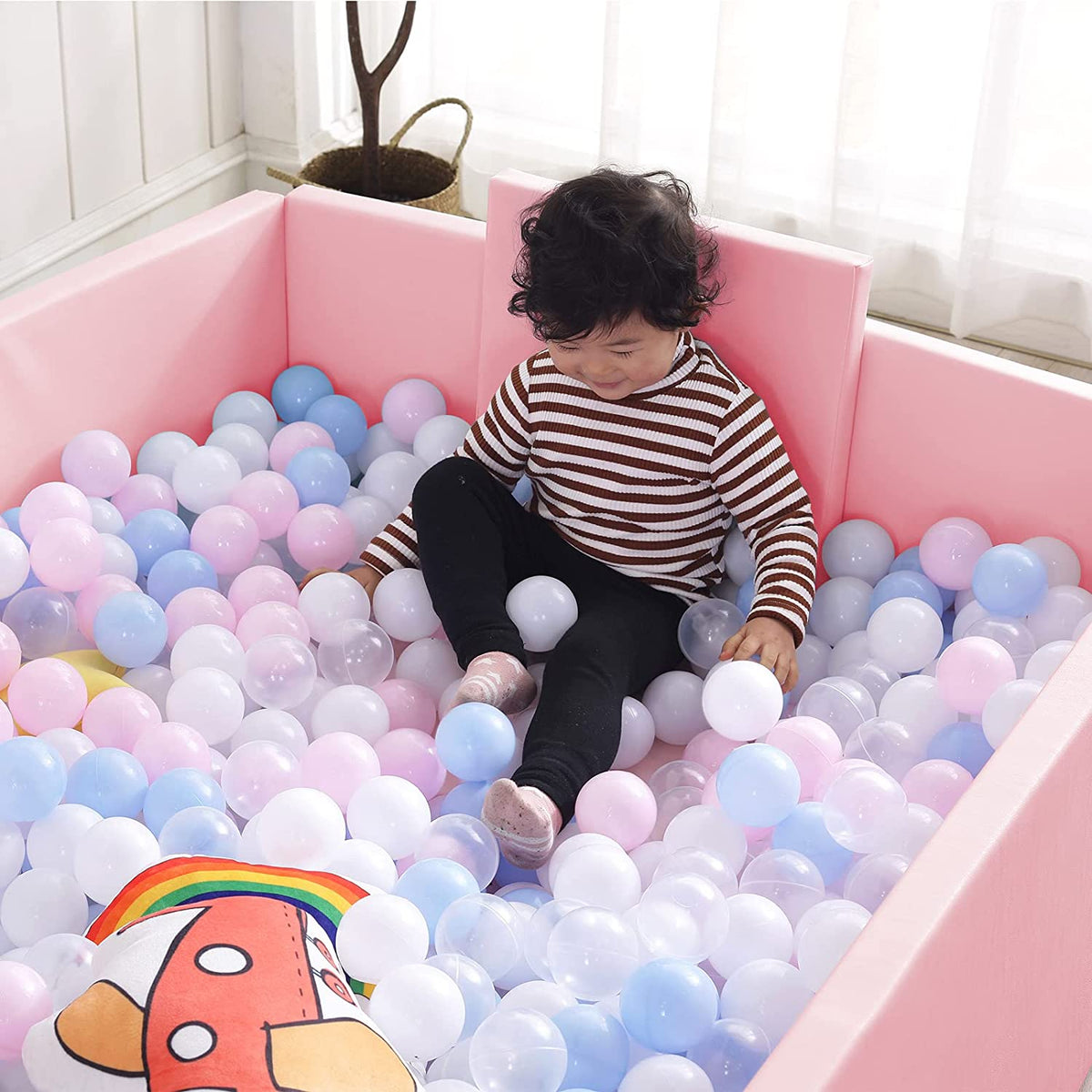 Soft Foam Foldable Pink Ball Pit Crawling Fence Children's Playground-ChandeliersDecor