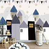 Solid Color Houses Theme Nursery Wallpaper-ChandeliersDecor