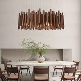 Solid Oak Wood Bars Hanging Chandelier-ChandeliersDecor