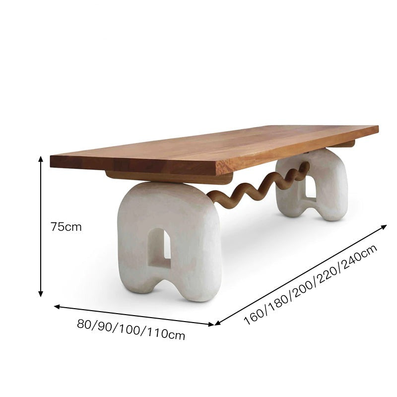 Solid Oak Wood Dining Table-ChandeliersDecor