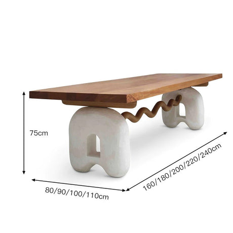 Solid Oak Wood Dining Table-ChandeliersDecor