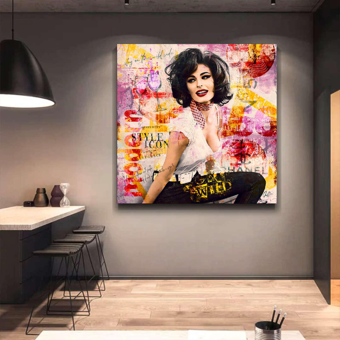 Sophia Loren "Get Wild" Canvas Wall Art for Living Room, Office, and Gift:-ChandeliersDecor