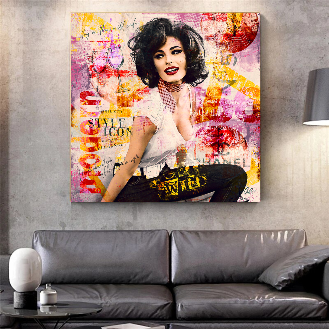 Sophia Loren "Get Wild" Canvas Wall Art for Living Room, Office, and Gift:-ChandeliersDecor