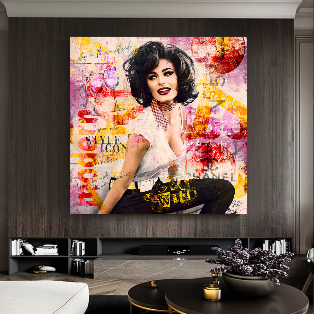 Sophia Loren "Get Wild" Canvas Wall Art for Living Room, Office, and Gift:-ChandeliersDecor