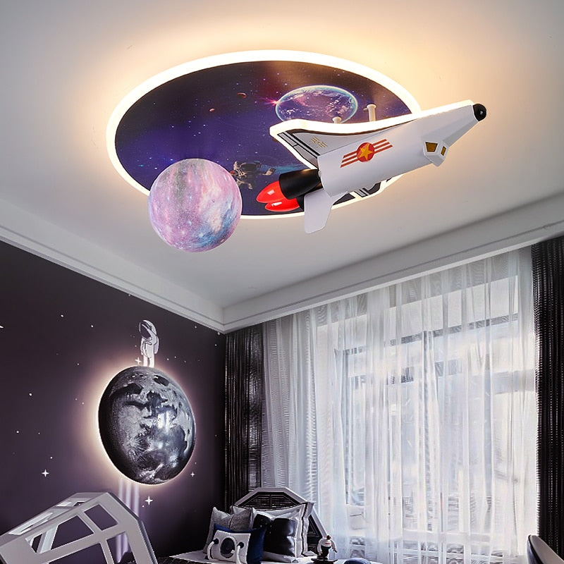 Space Rocket LED Ceiling Light for Kids Room-ChandeliersDecor