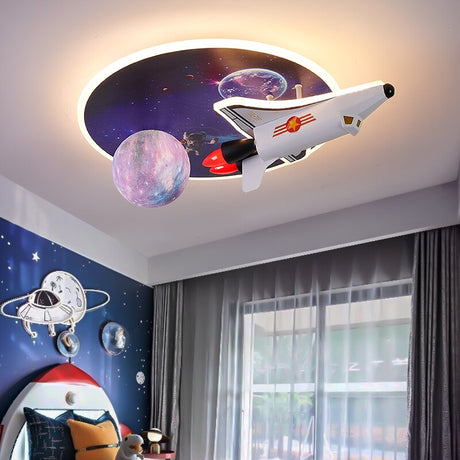 Space Rocket LED Ceiling Light for Kids Room-ChandeliersDecor