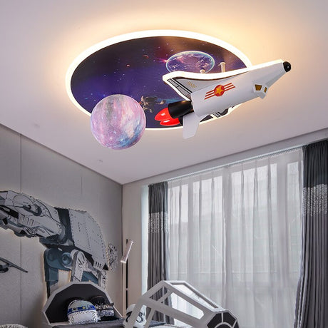 Space Rocket LED Ceiling Light for Kids Room-ChandeliersDecor