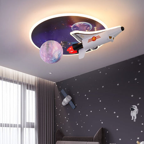 Space Rocket LED Ceiling Light for Kids Room-ChandeliersDecor