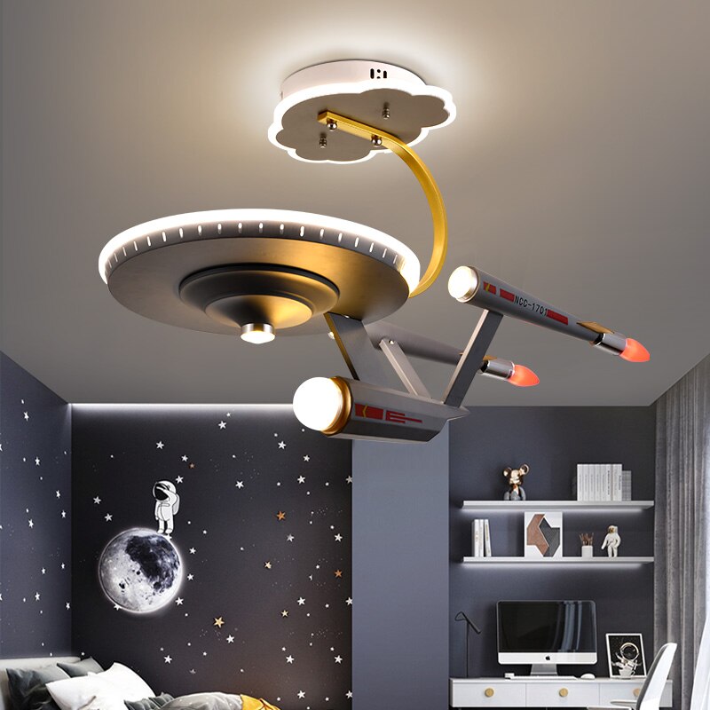 Space Ship Galaxy LED Light for Kids Room-ChandeliersDecor
