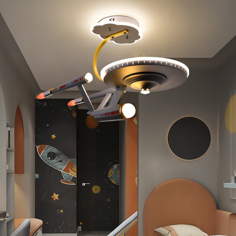 Space Ship Galaxy LED Light for Kids Room-ChandeliersDecor