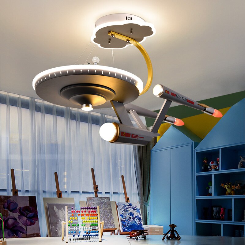 Space Ship Galaxy LED Light for Kids Room-ChandeliersDecor