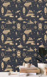 Spaceships Wallpaper Mural for Kids Room-ChandeliersDecor.com