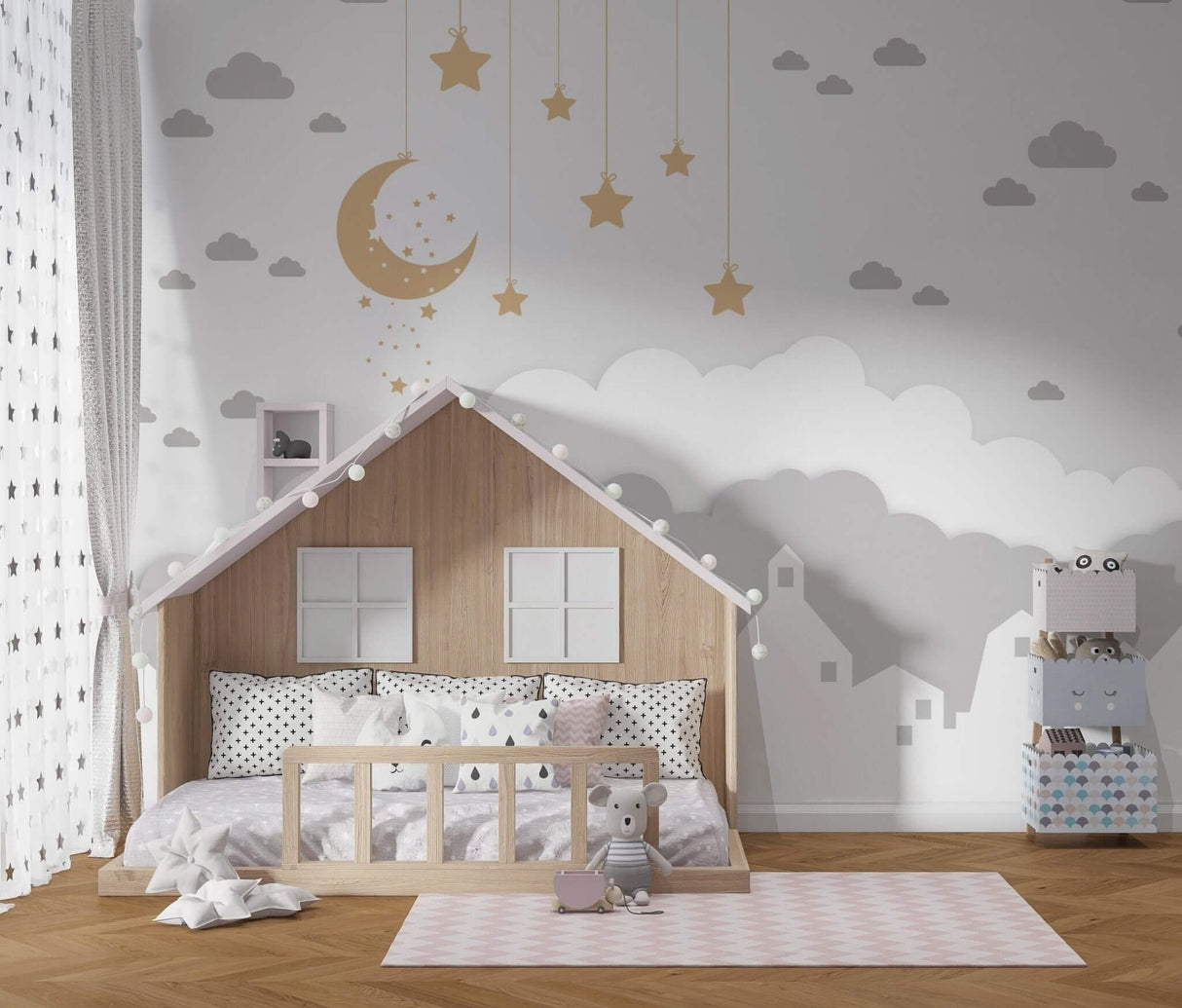 Sparkling Stars - Kids Room Wallpaper Mural-ChandeliersDecor.com