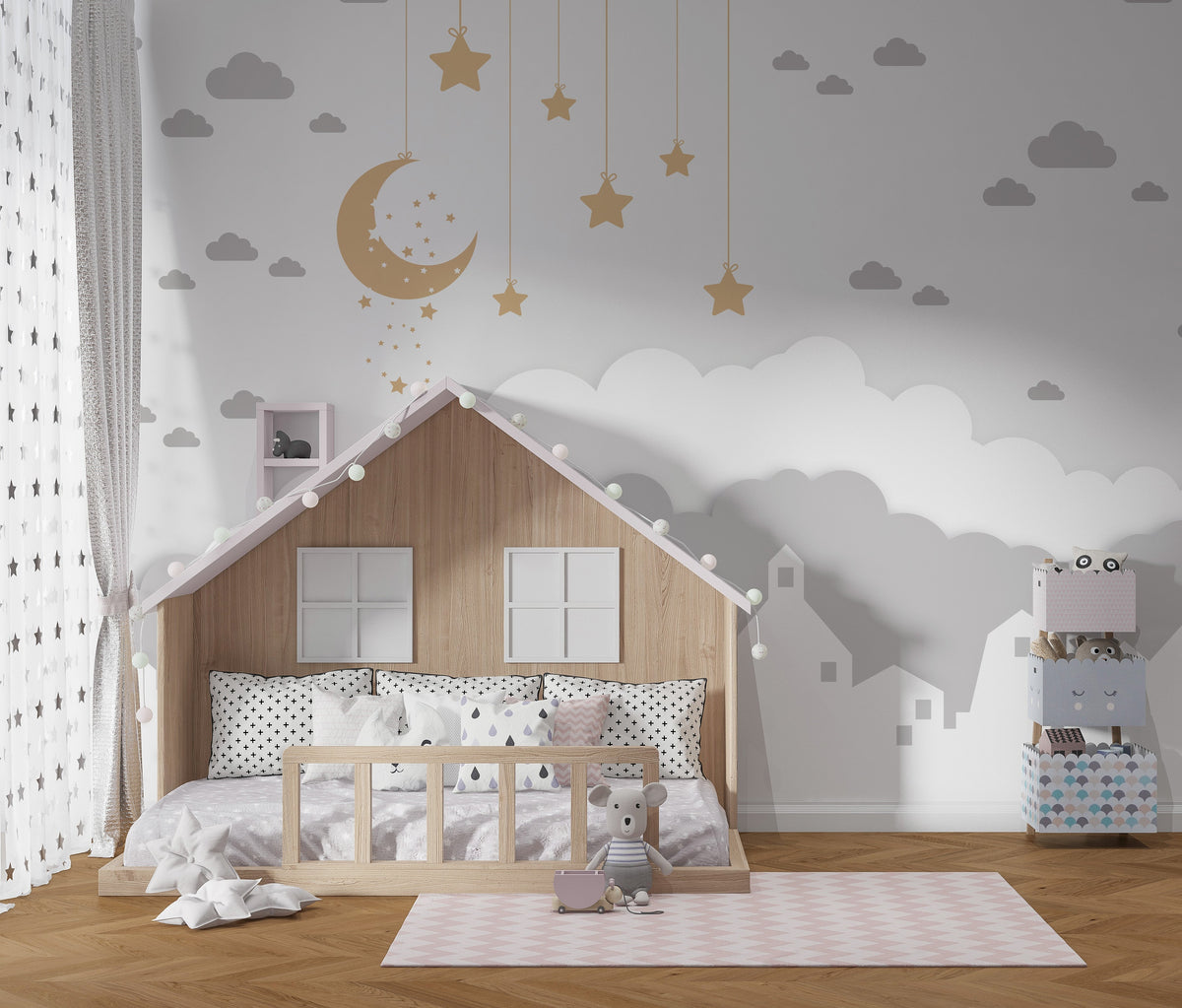 Sparkling Stars - Kids Room Wallpaper Mural-ChandeliersDecor