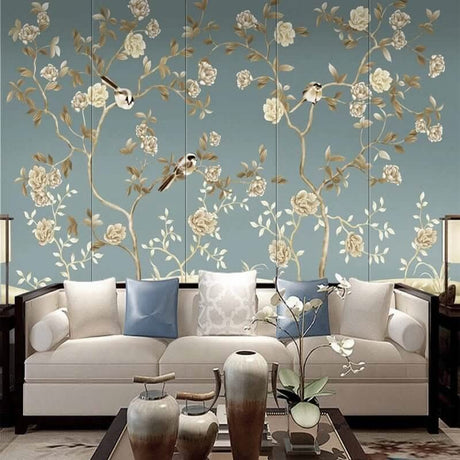 Sparrow Floral Wallpaper - Stunning Designs for Any Space-ChandeliersDecor.com