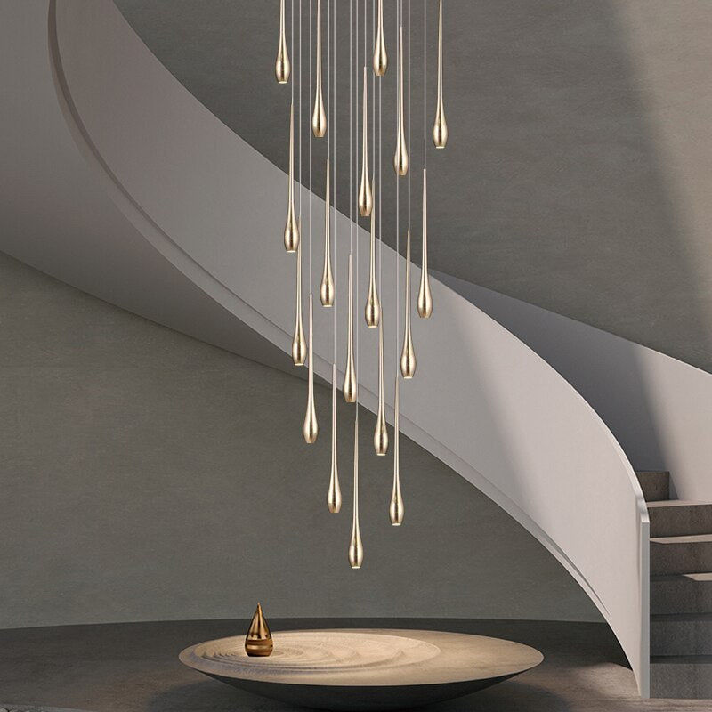 Staircase Chandelier - Unique Circular Cone Ambience-ChandeliersDecor