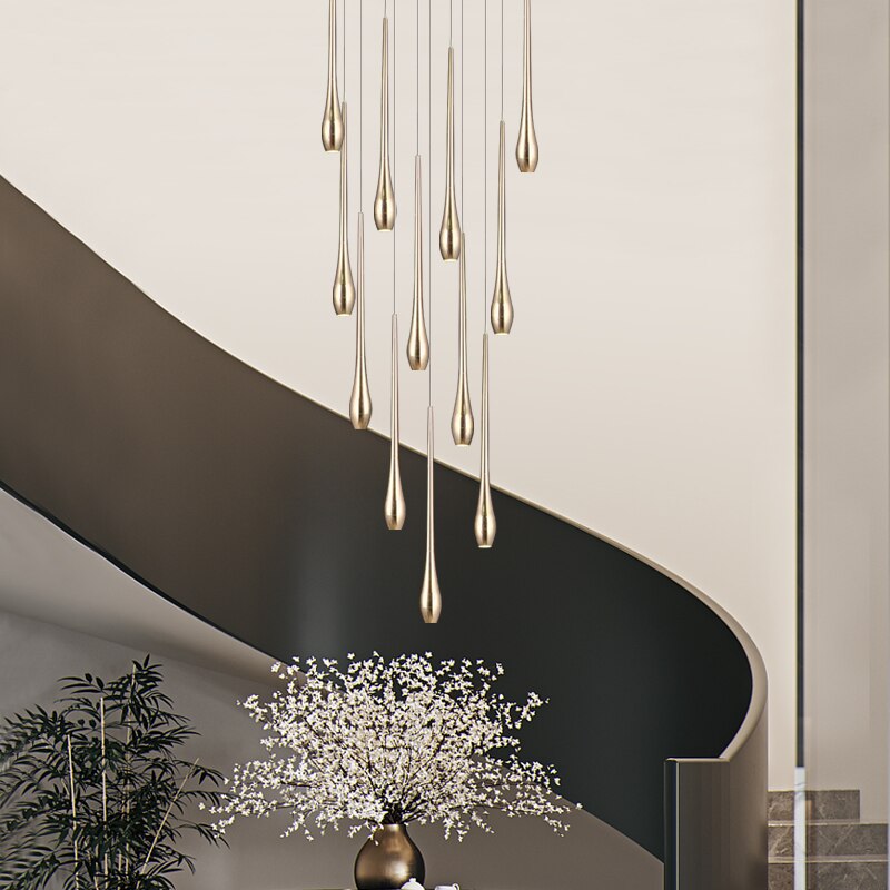 Staircase Chandelier - Unique Circular Cone Ambience-ChandeliersDecor