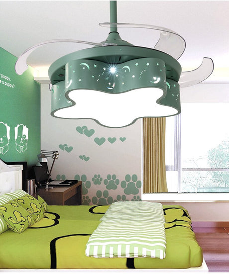 Star LED Light with Fan - Modern Ceiling Fan for Kids Room-ChandeliersDecor