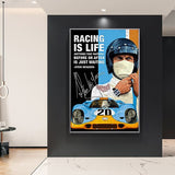 Steve McQueen Art Print - Le Mans Racing Canvas Wall Art-ChandeliersDecor