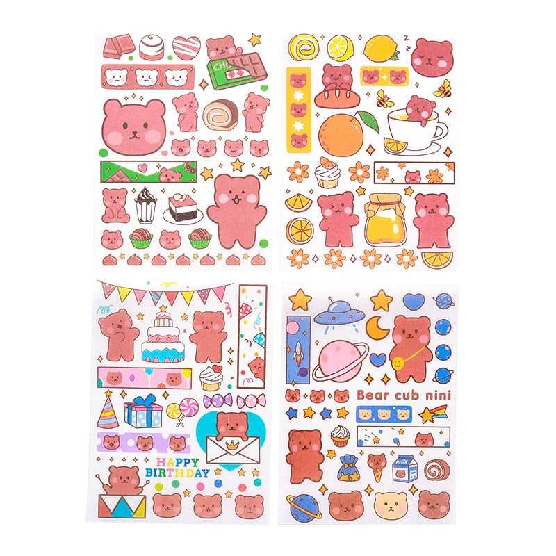 Stickers 4 Sheets/Set Cute Diary DIY Planner Kawaii Cute rabbit Sticky Scrapbooking for Girls Decorative stickers for kids-ChandeliersDecor