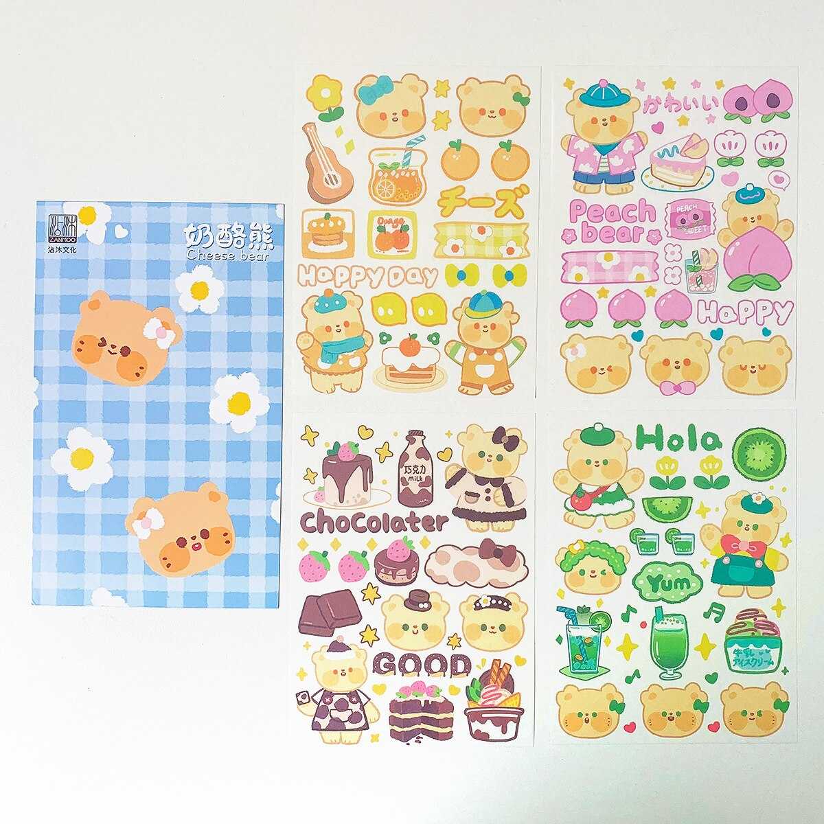 Stickers 4 Sheets/Set Cute Diary DIY Planner Kawaii Cute rabbit Sticky Scrapbooking for Girls Decorative stickers for kids-ChandeliersDecor