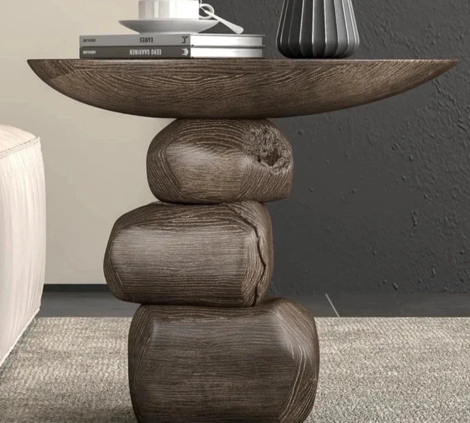 Stones Art Rock Side Table-ChandeliersDecor