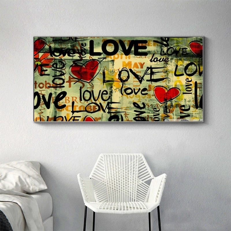 Street Art of Love Canvas Wall Art-ChandeliersDecor