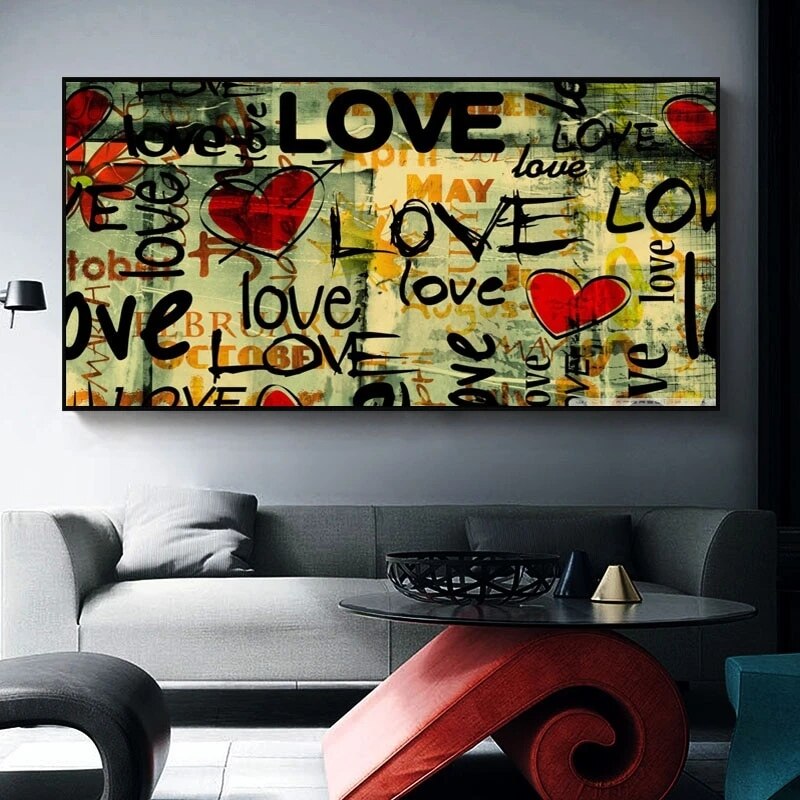 Street Art of Love Canvas Wall Art-ChandeliersDecor