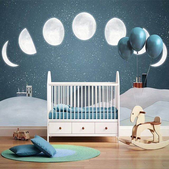 Sunrise to Sunset: Moon Timings Nursery Wallpaper-ChandeliersDecor.com