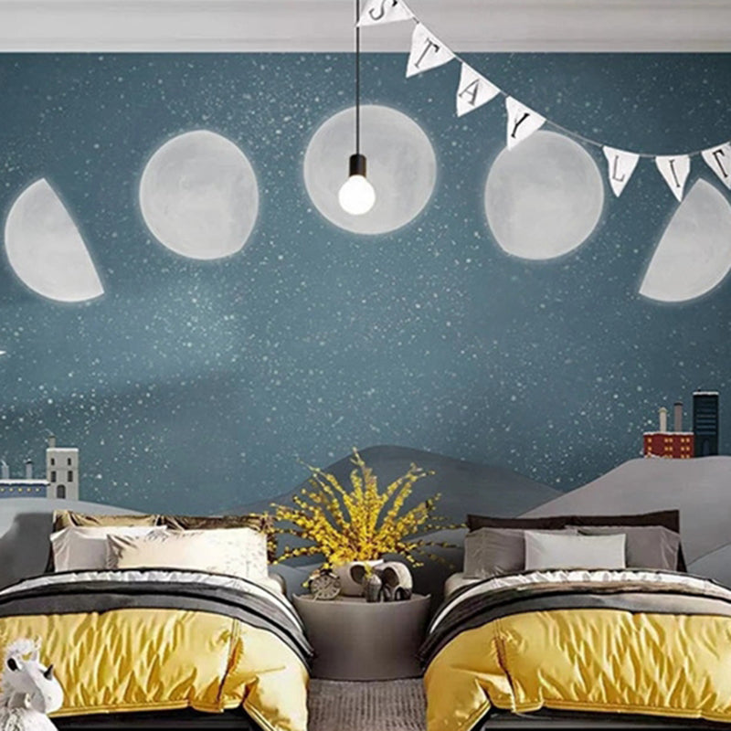 Sunrise to Sunset: Moon Timings Nursery Wallpaper-ChandeliersDecor