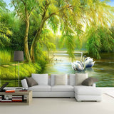 Swans in Lake Wallpaper - Transform Your Space-ChandeliersDecor.com