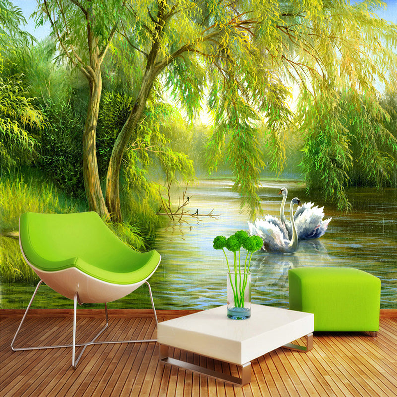 Swans in Lake Wallpaper - Transform Your Space-ChandeliersDecor