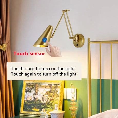 Swing Long Arm Internal Touch Sensor Wall Lamp-ChandeliersDecor