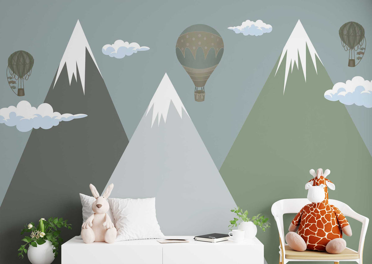 Swiss Alps Snow: Kids Room Wallpaper Mural-ChandeliersDecor
