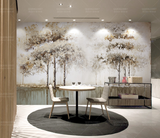 Tall Brown Trees Wallpaper Murals-ChandeliersDecor