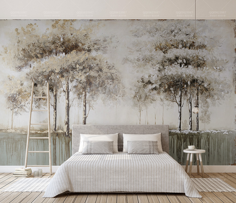 Tall Brown Trees Wallpaper Murals-ChandeliersDecor