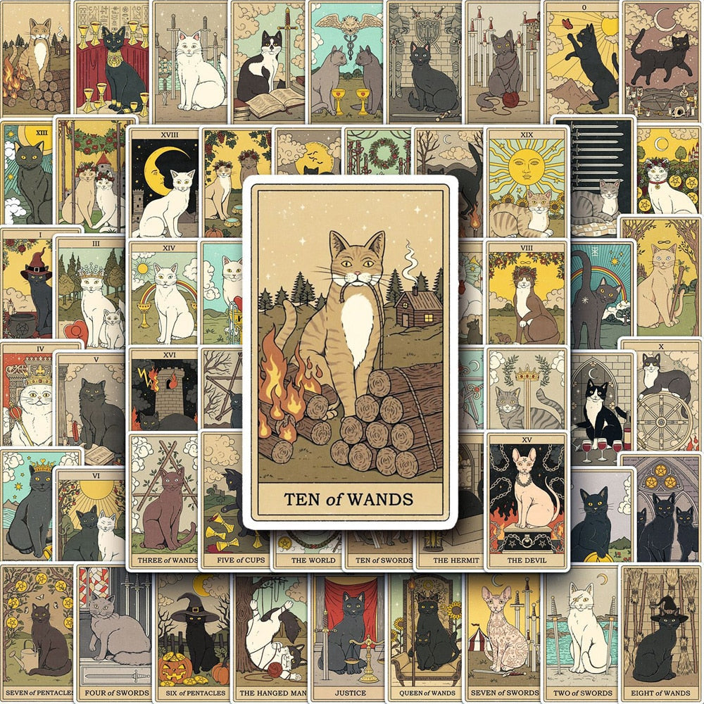 Tarot Mystic Cat Stickers: Designs for Spiritual Seekers-ChandeliersDecor