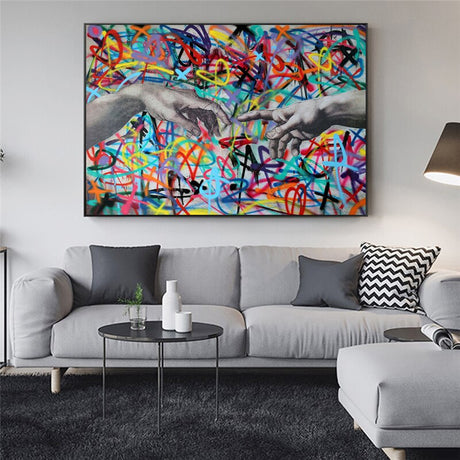 The Creation of Adam Famous Art Canvas Wall Art-ChandeliersDecor