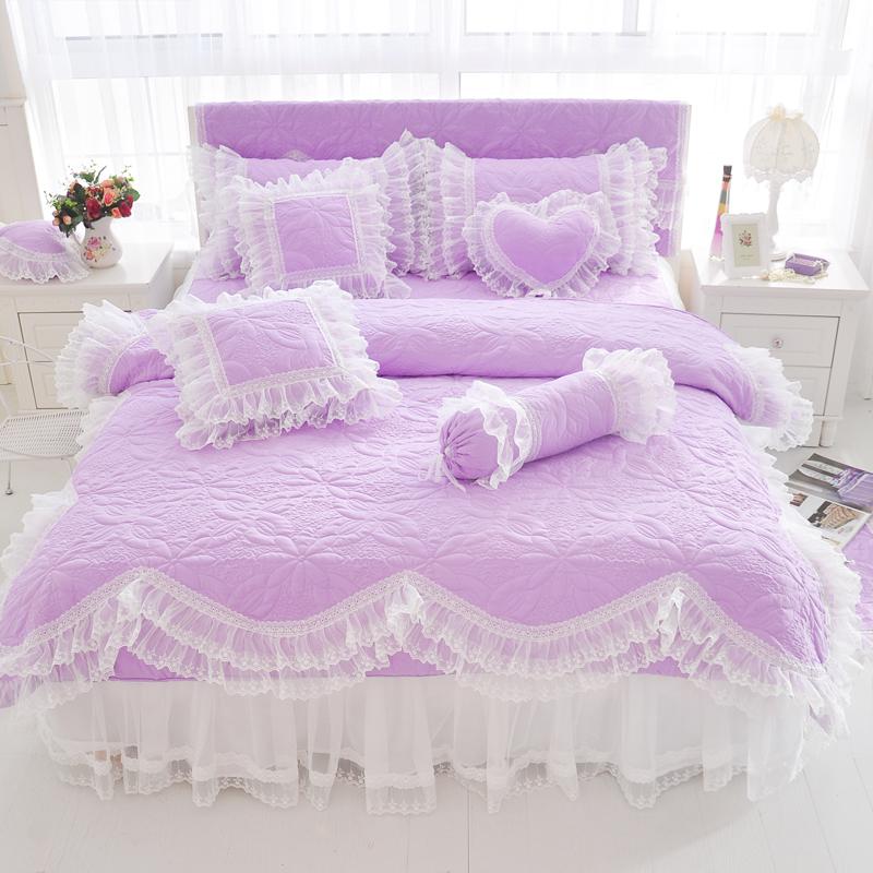 Thick Quilted Lace Bedding set-ChandeliersDecor