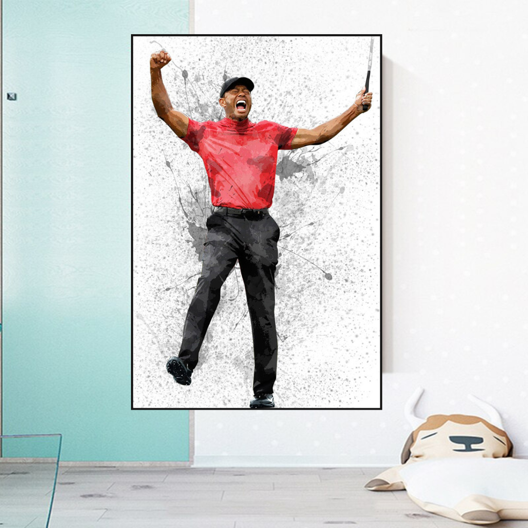 Tiger Woods Leinwand-Wandkunst – Dekor für Golf-Enthusiasten