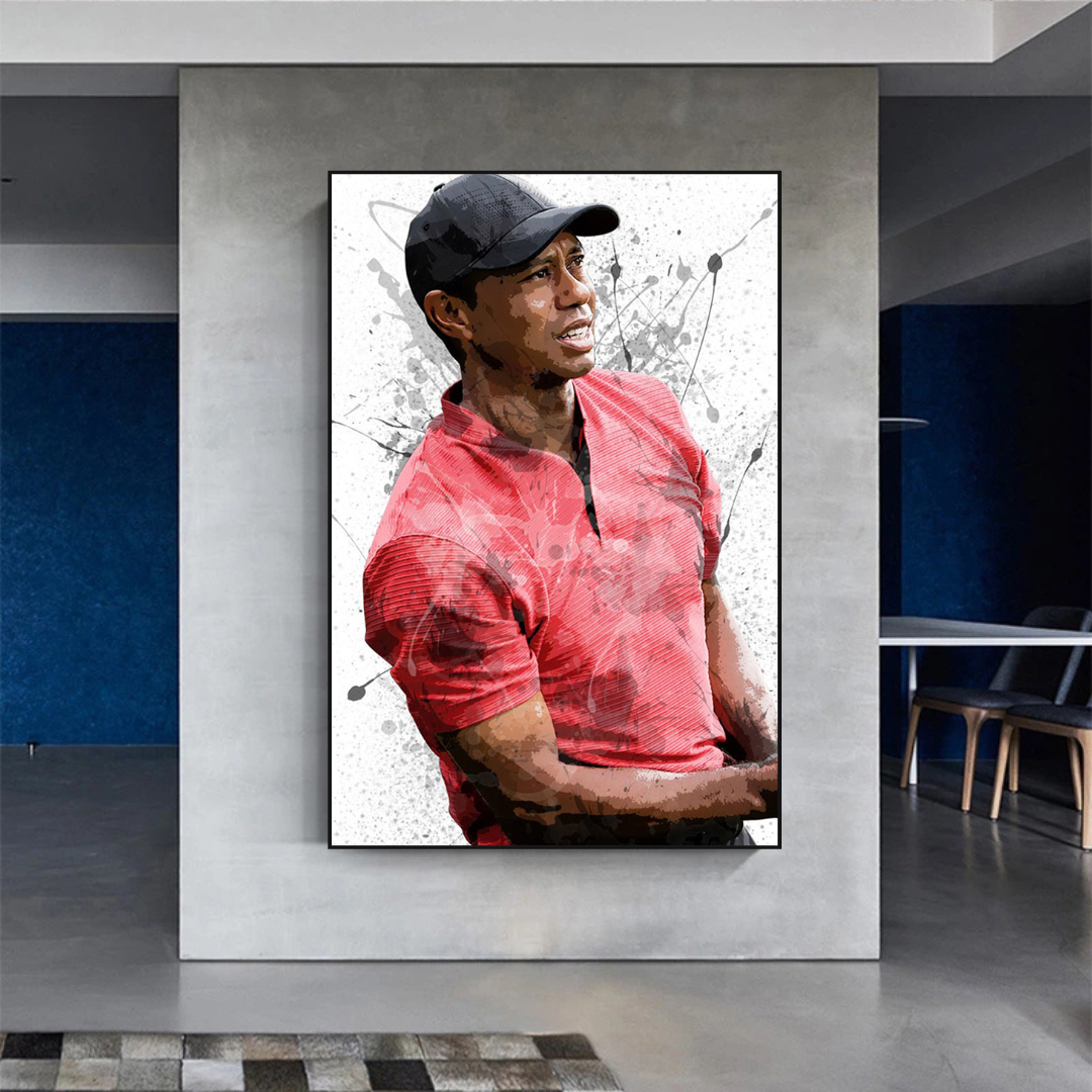 Tiger Woods Leinwand-Wandkunst: Eindringliche Sportdekoration