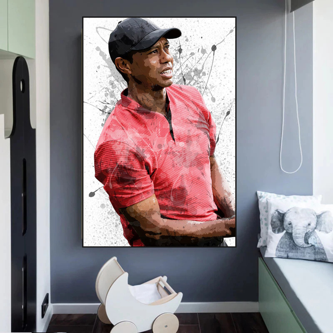 Art mural sur toile Tiger Woods : décor sportif immersif