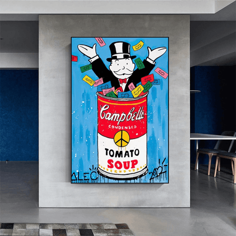 Tomato Soup - Alec Monopoly Canvas Wall Art-ChandeliersDecor