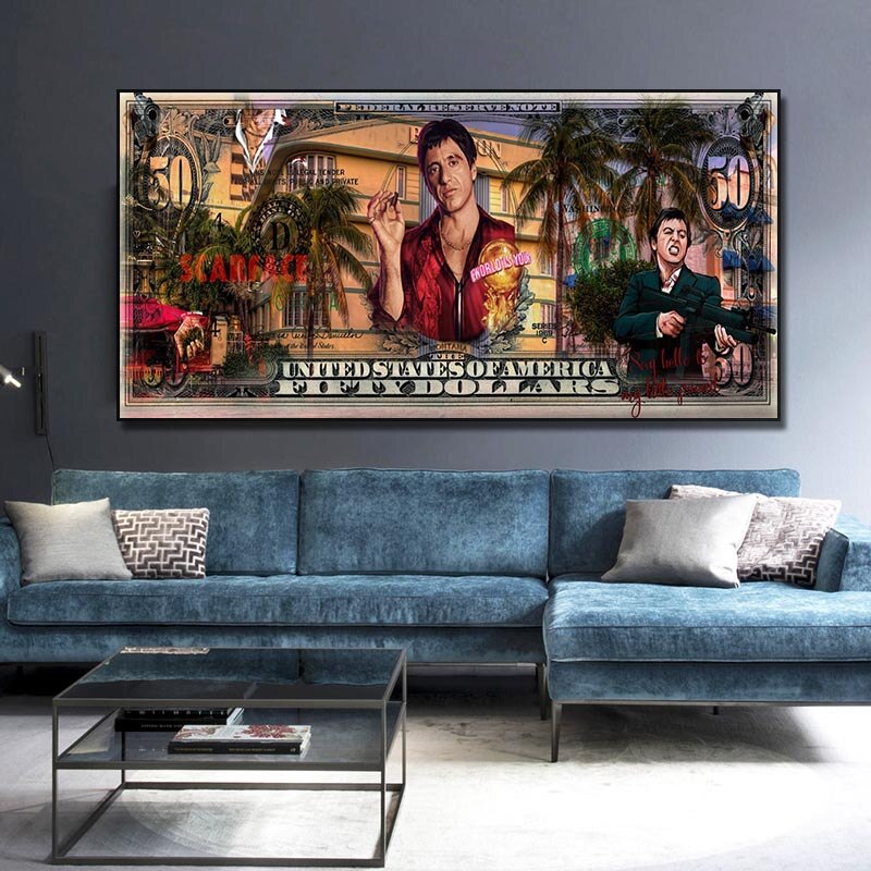 Tony Montana Say Hello to My Little Friend Scarface Movie Canvas Wall Art-ChandeliersDecor