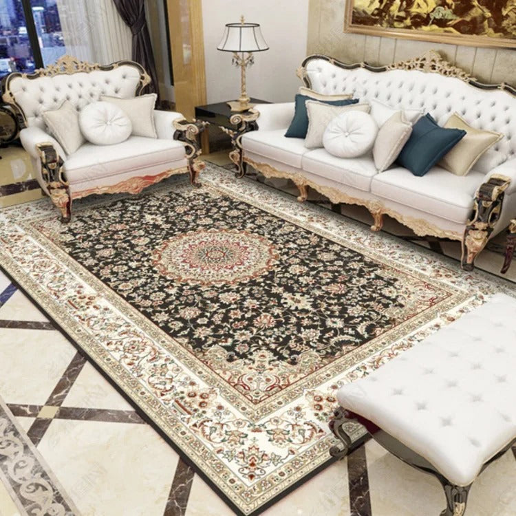 Traditional Persian Off Black King Luxury Rug
